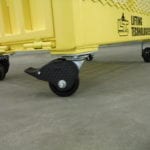 Custom Material Only Platform with Ramp and Casters. Casters close up