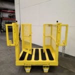 Custom Two Person Stock Picker Platform. Side view, acces gates open