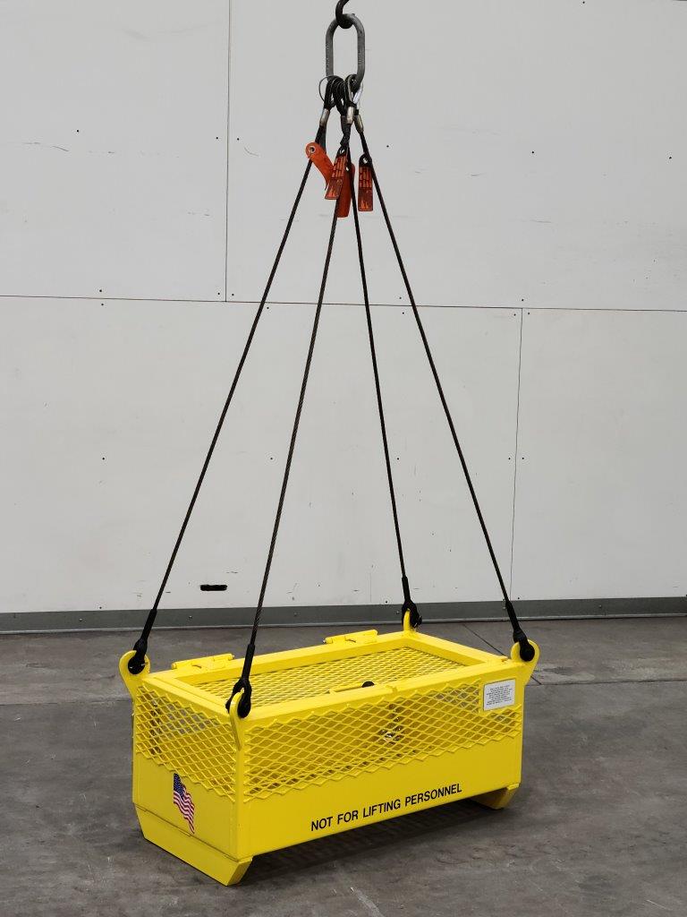 Custom Material Platform with Lid. Side view, crane hoisting