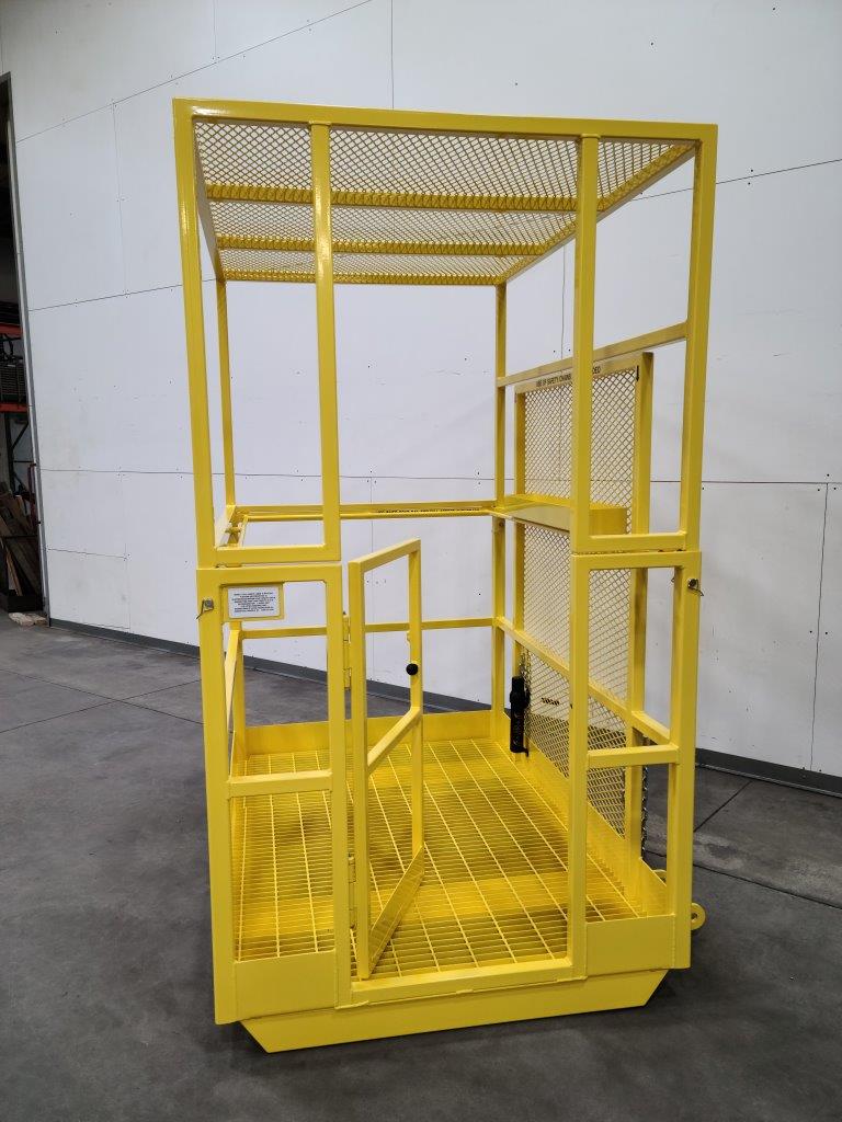 Custom Forklift Personnel Platform with Removable Overhead. Side view