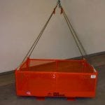 Material-handling platform with sling and fork pockets. Front view